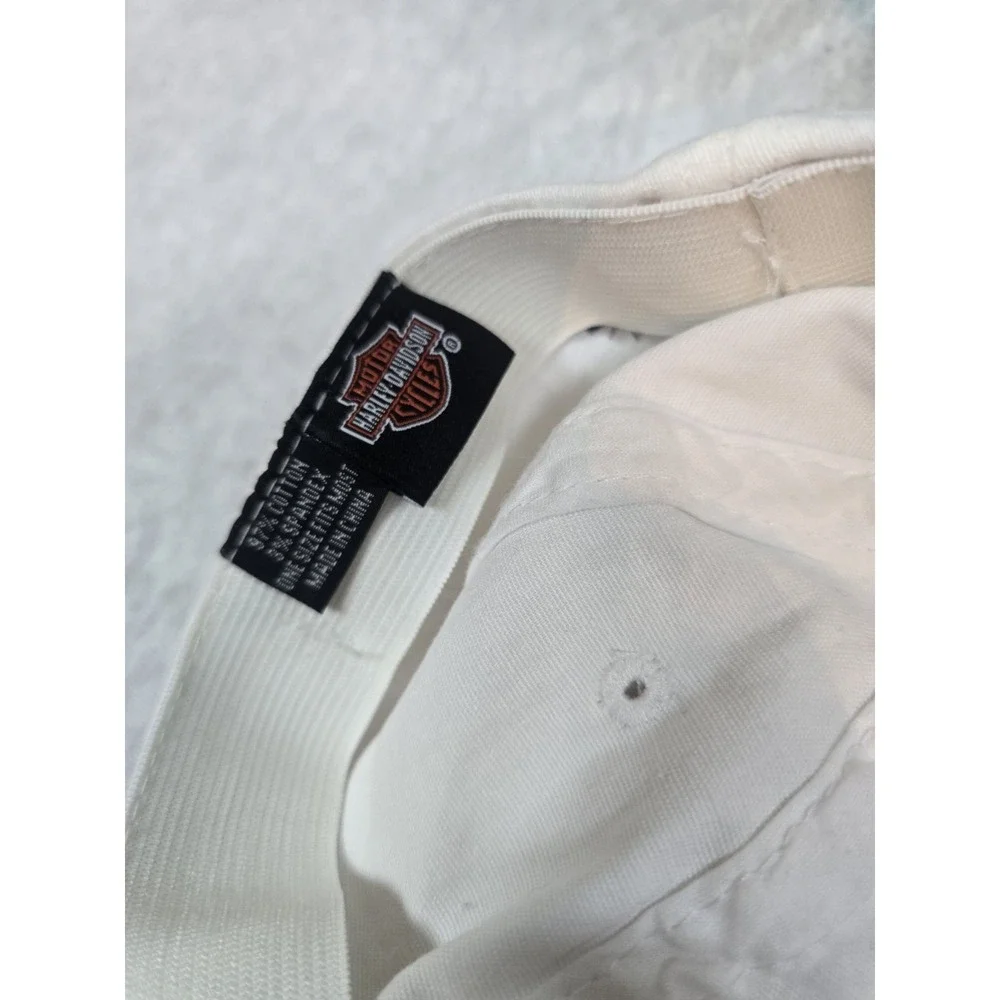 Harley Davidson Women's Adjustable Logo Cap Wings Rhinestones White